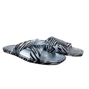MATISSE x ANTHROPOLOGIE Zebra Stripe Jelly Cross Flat Slide Sandals Size 8